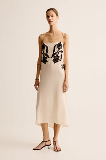 Rosa String Dress | Crema / Black