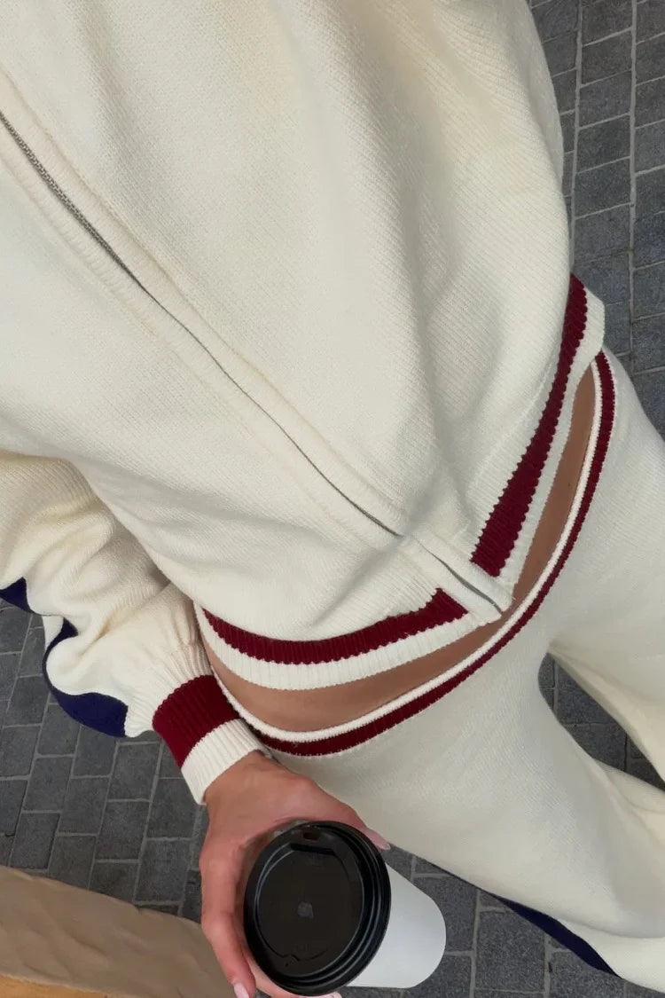 Liberty Knit Jacquard Zip Sweater | Cream