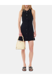 Light Twill Suiting Mini Dress | Black