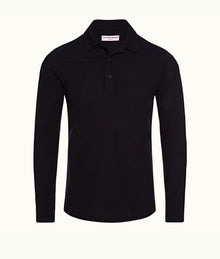 Linwood Tailored Fit Long Sleeve Polo Shirt | Navy