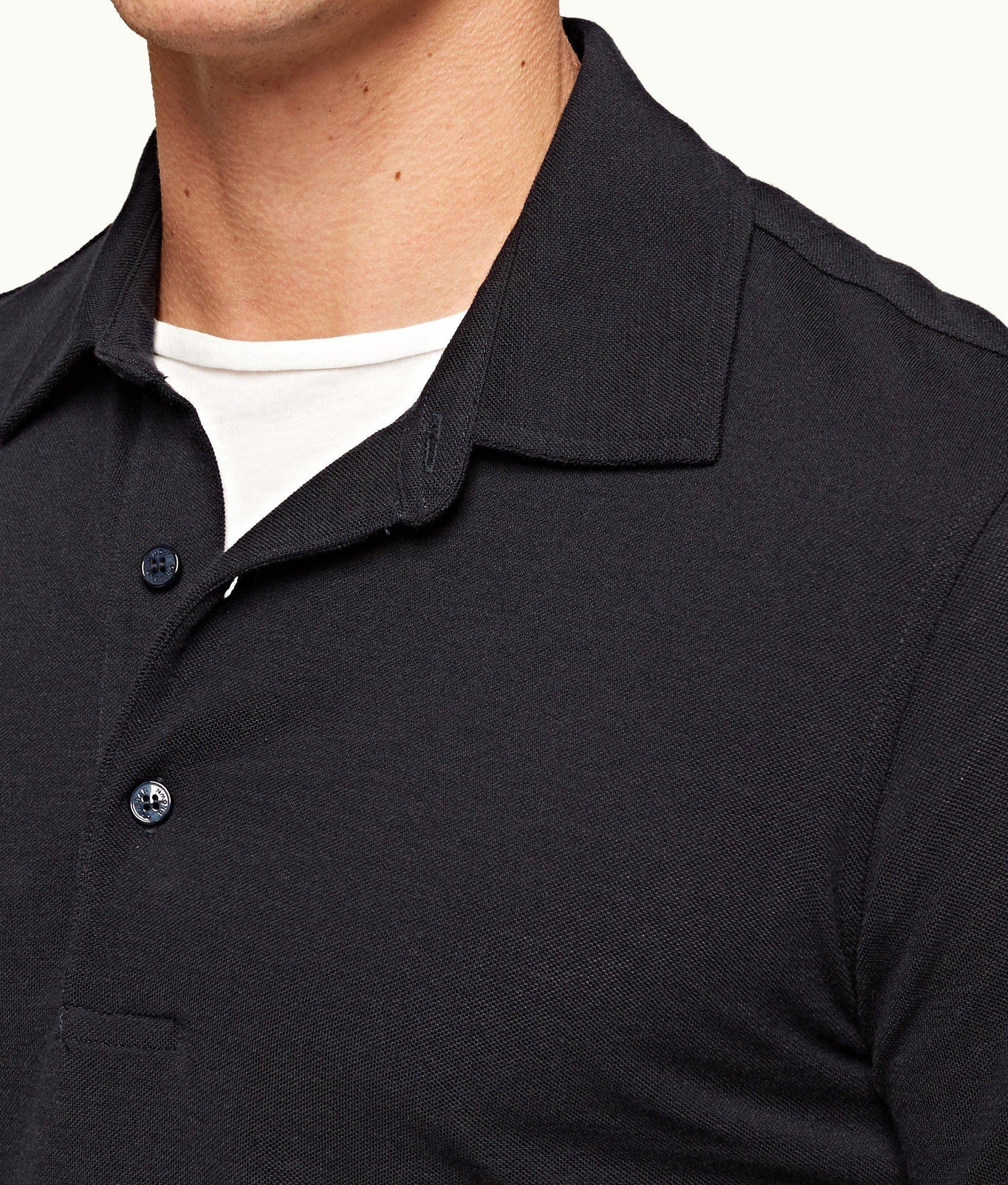 Linwood Tailored Fit Long Sleeve Polo Shirt | Navy