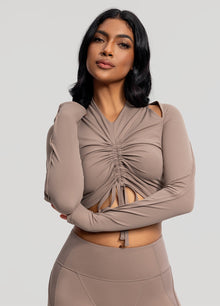 Drawstring Crop Top | Cocoa