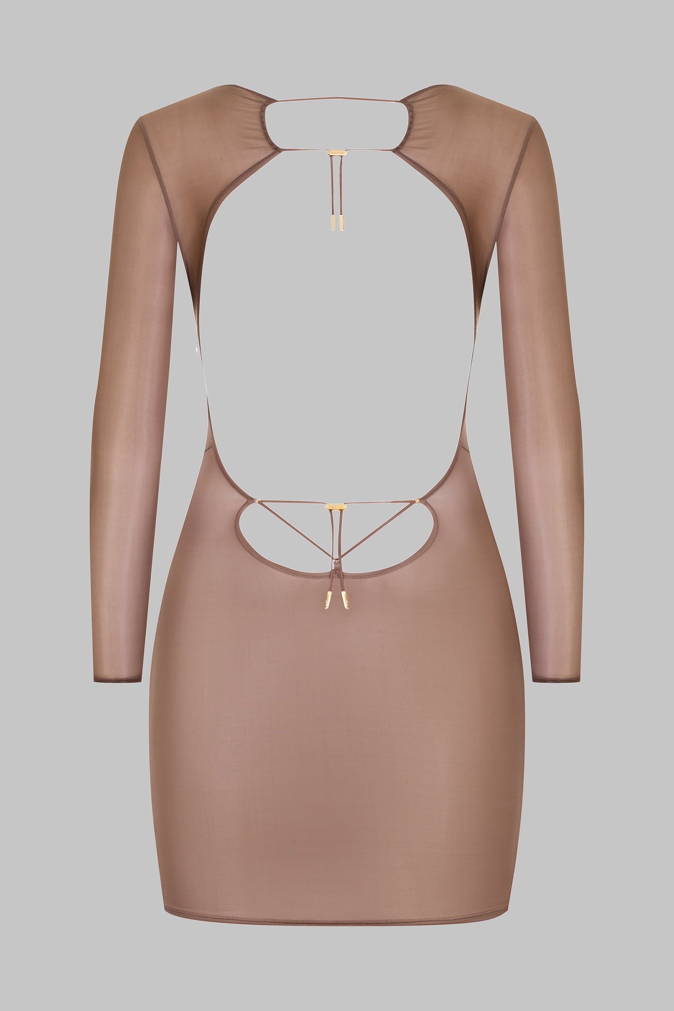 Short Open Back Long Sleeve Dress - French Kiss Light | Mocha