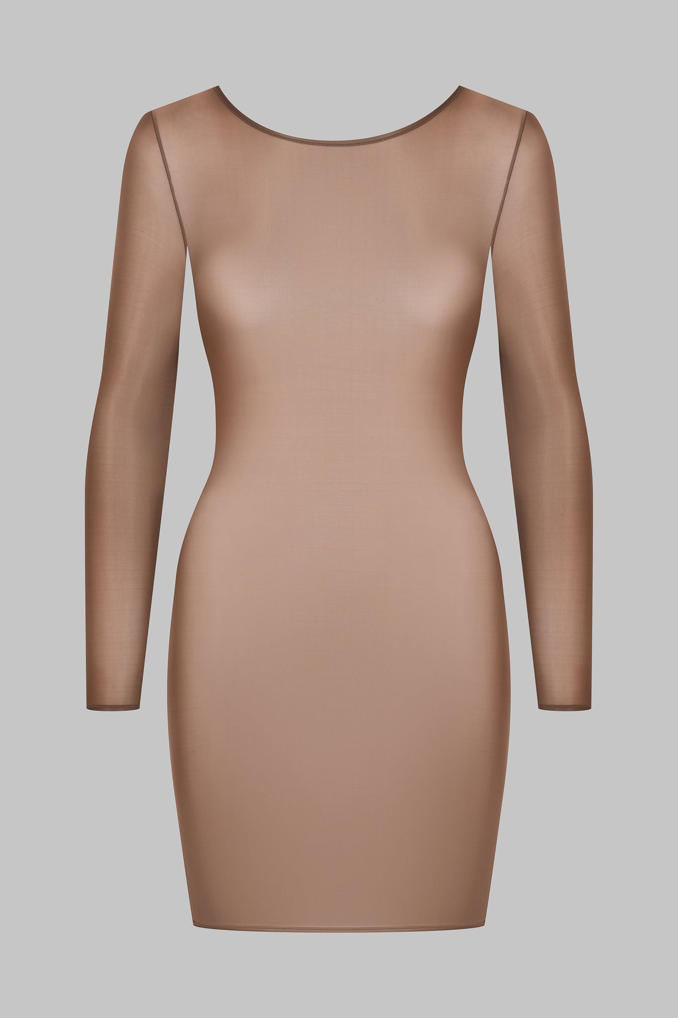 Short Open Back Long Sleeve Dress - French Kiss Light | Mocha