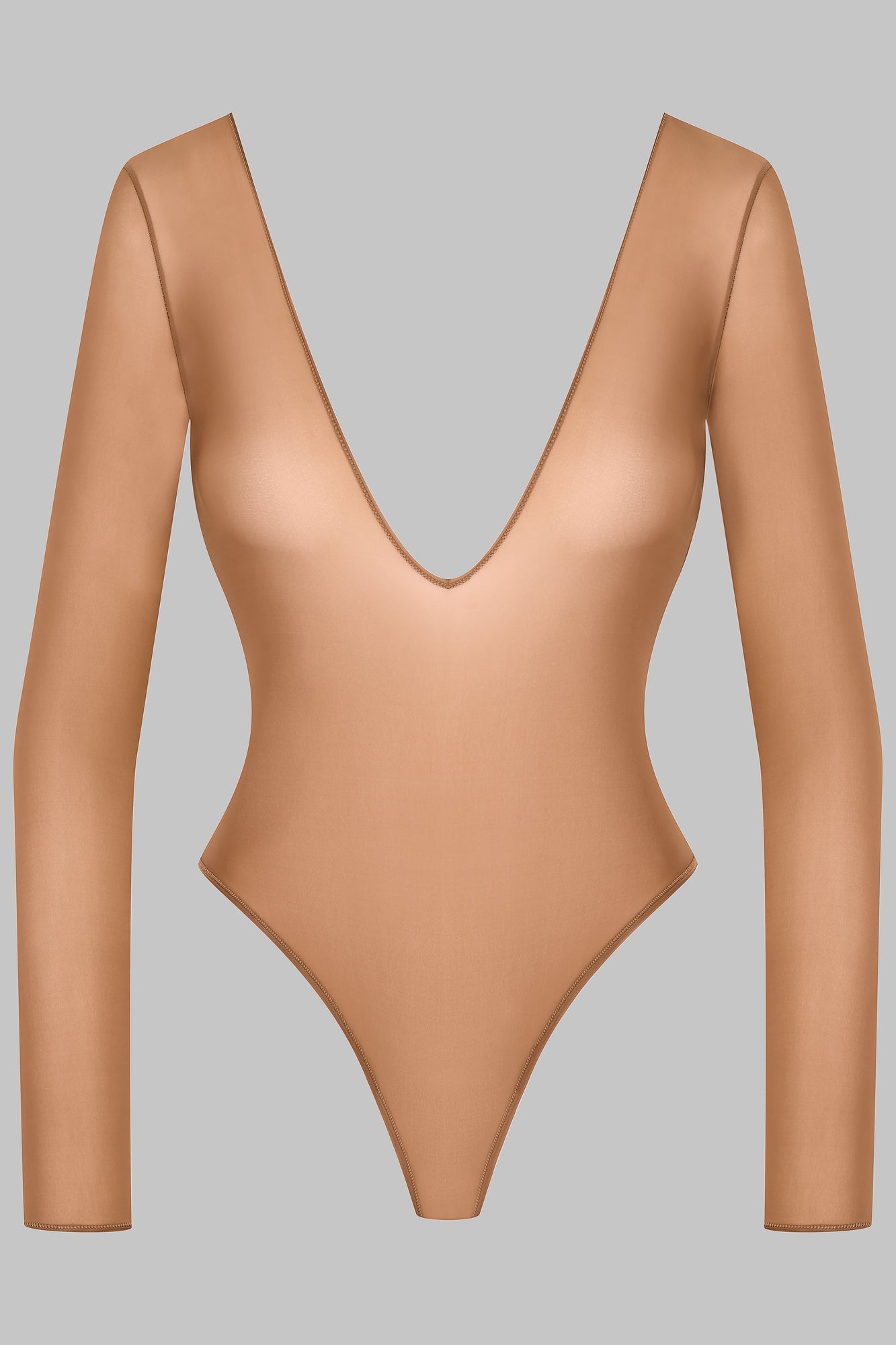 Open Back Long Sleeve Thong Bodysuit - French Kiss Light | Sienna