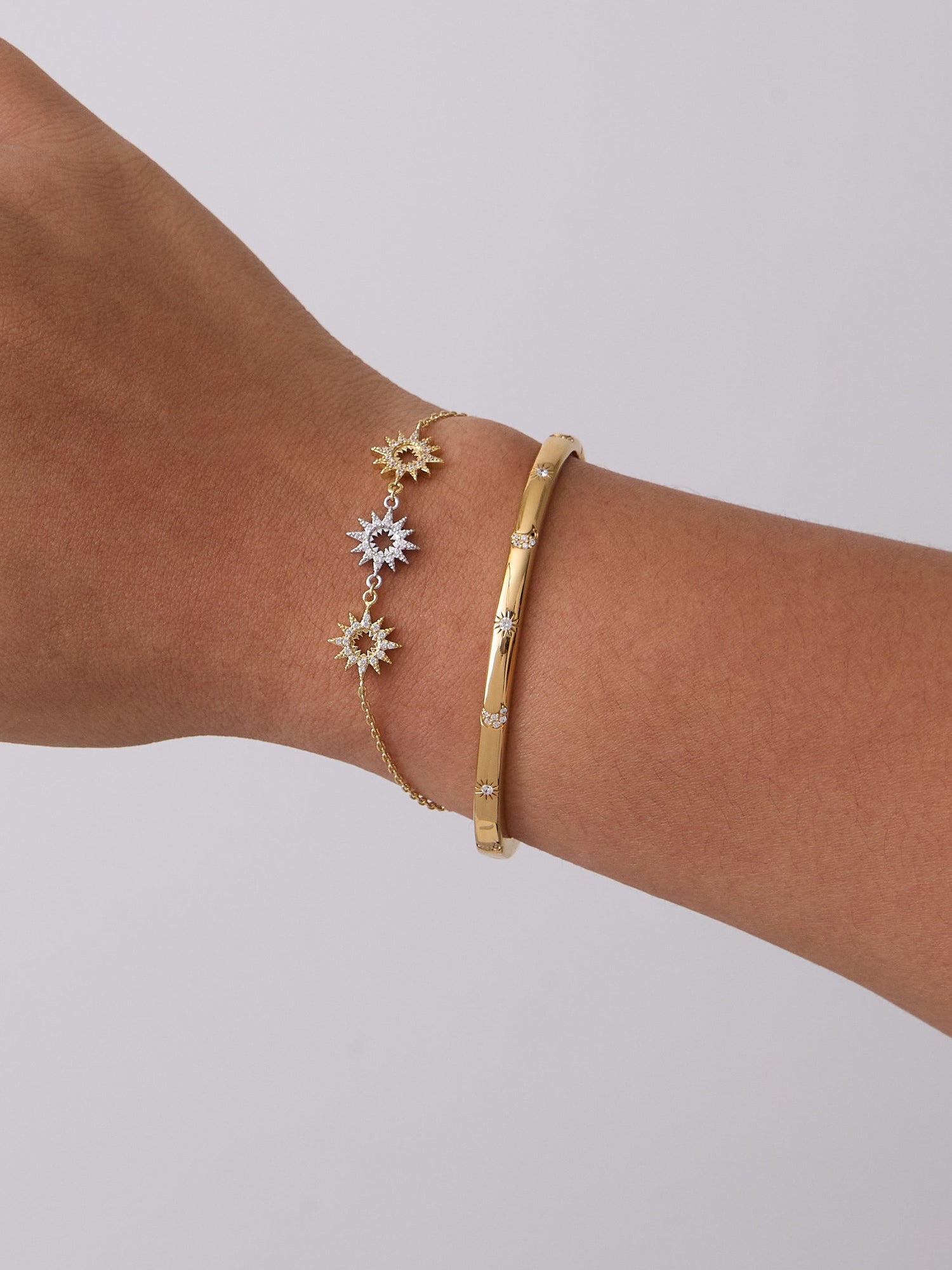 Sunlit Trio Bracelet | 5A Grade Cubic Zirconia | 14K Gold Plated Brass