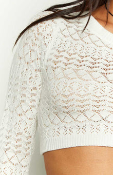 Lorri Knit Ruffle Top | White