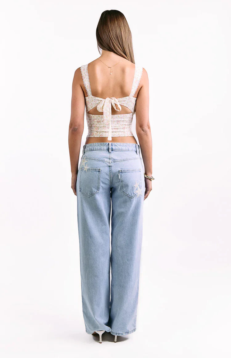 Louis Floral Corset Top | White