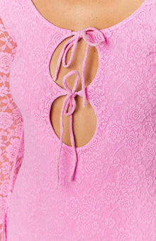 Love Me Lace Long Sleeve Mini Dress | Pink