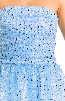 Luke Sequin Strapless Party Mini Dress | Blue