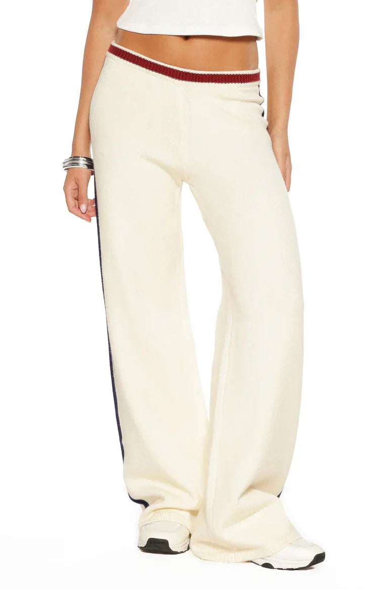 Luna Knit Jacquard Track Pants | Cream