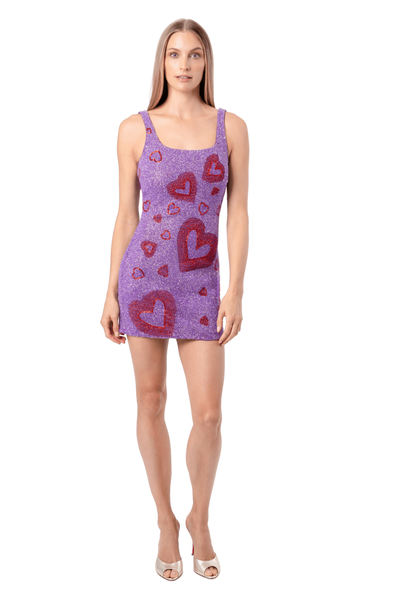 Lust Hand - Beaded Embellished Mini Dress - Self - Adore