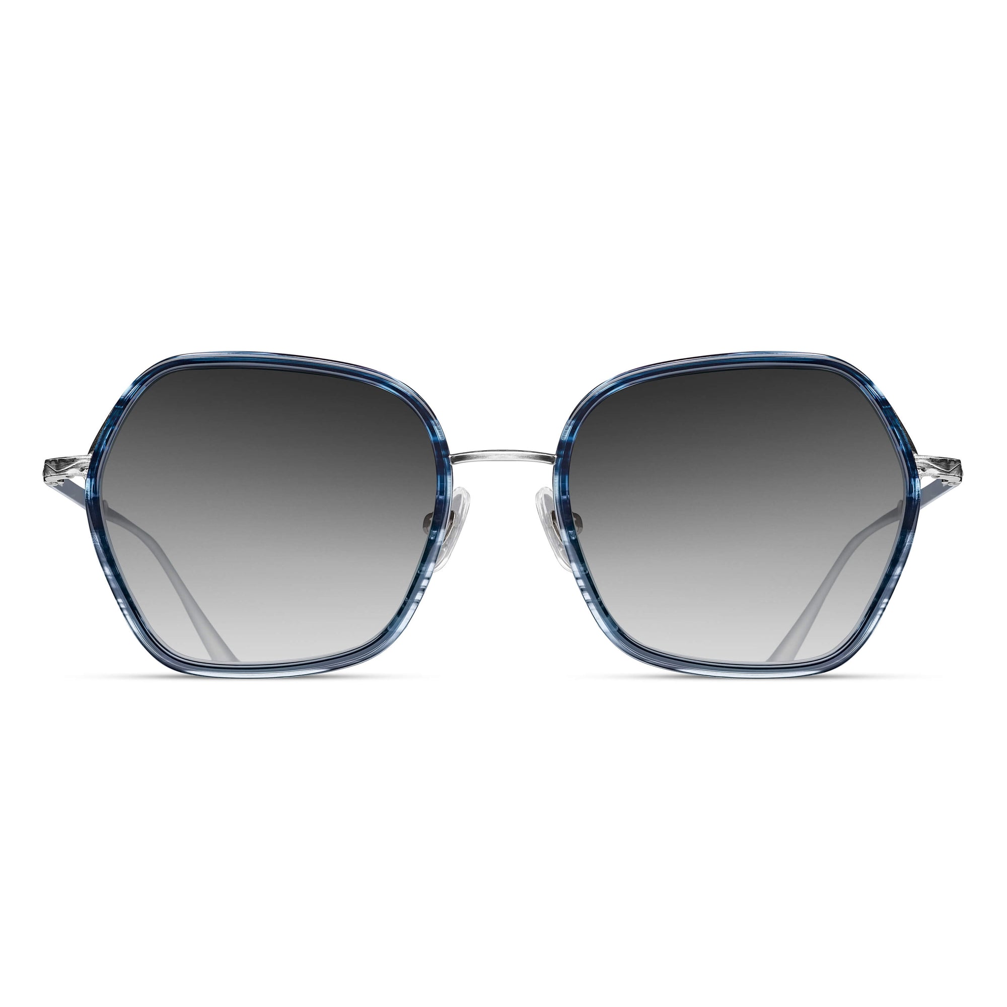 M3078 Geometric Sunglass | Blue Demi/Antique Silver | Grey Gradient Lenses | 54MM