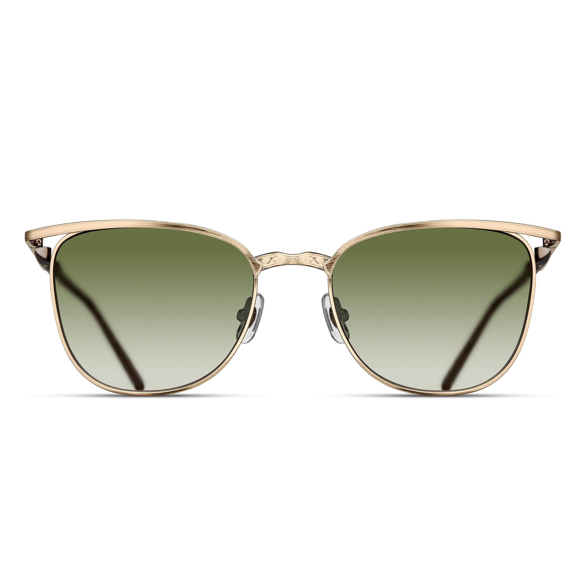 M3109 Panto Sunglass | Brushed Gold/Dark Light Green | Brown Gradient Lens | 54MM