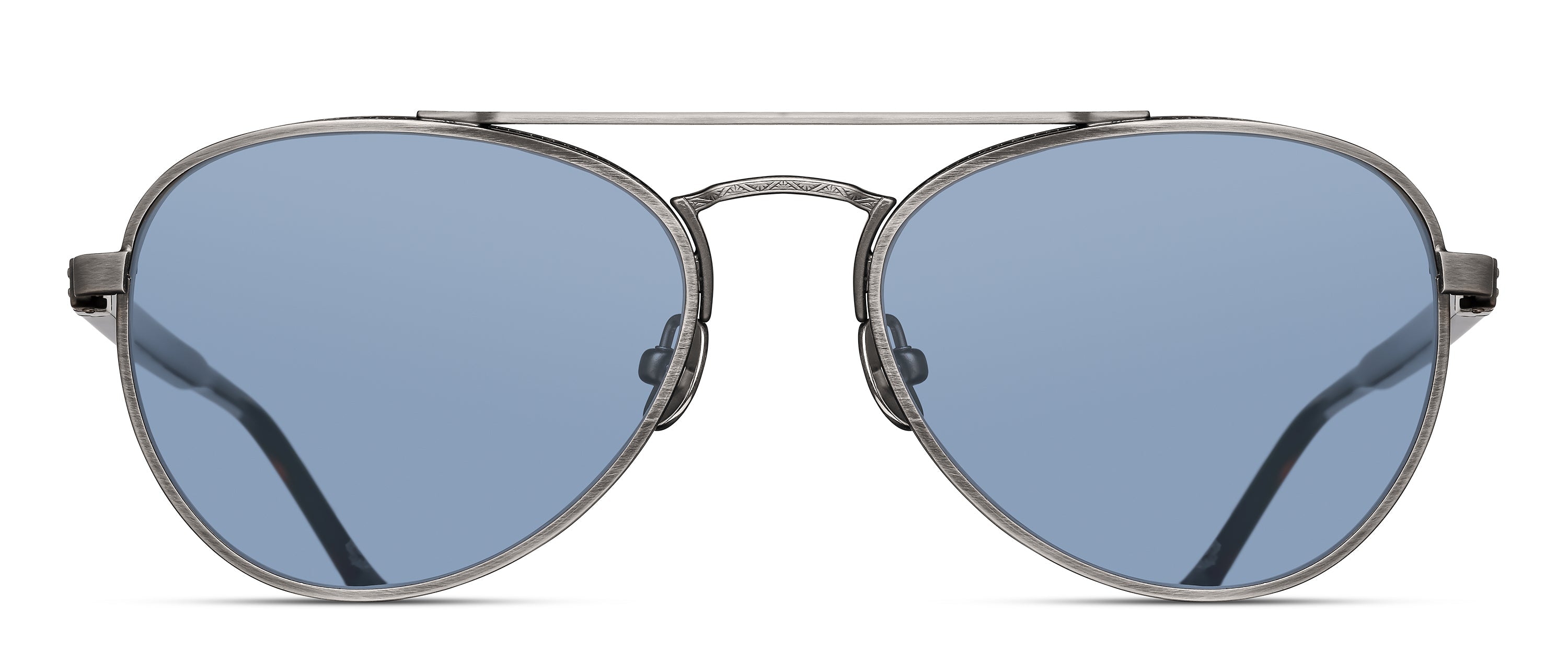 Unisex | M3116 Aviator Sunglass | Antique Silver/Navy | Cobalt Blue Lenses | 54MM