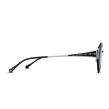 Womens | M3120 Cat Eye Sunglass | Matte Black/Brushed Silver | Cobalt Blue Lens | 52MM