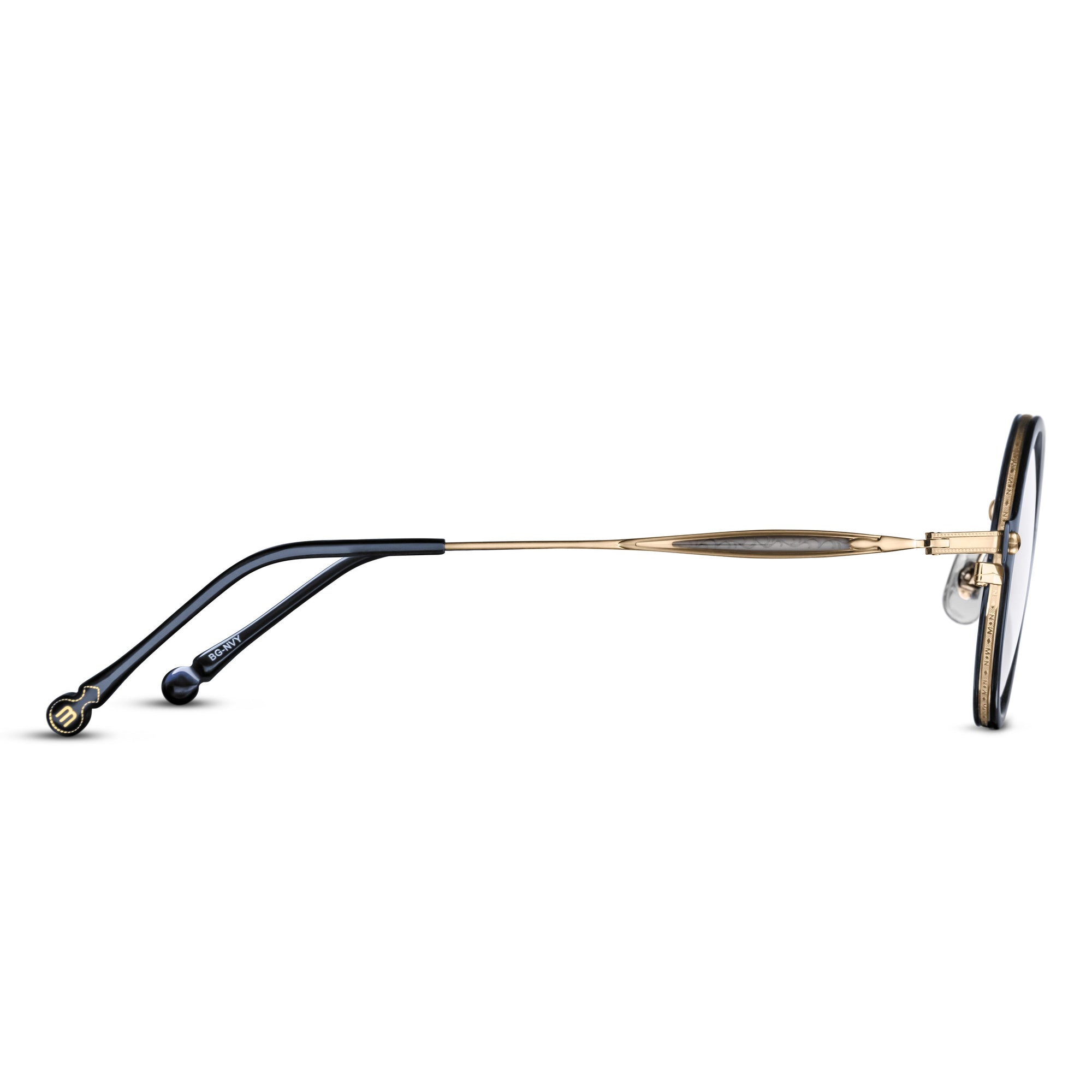Unisex | M3127 Round Optical | Brushed Gold/Navy | Clear Lens | 43MM