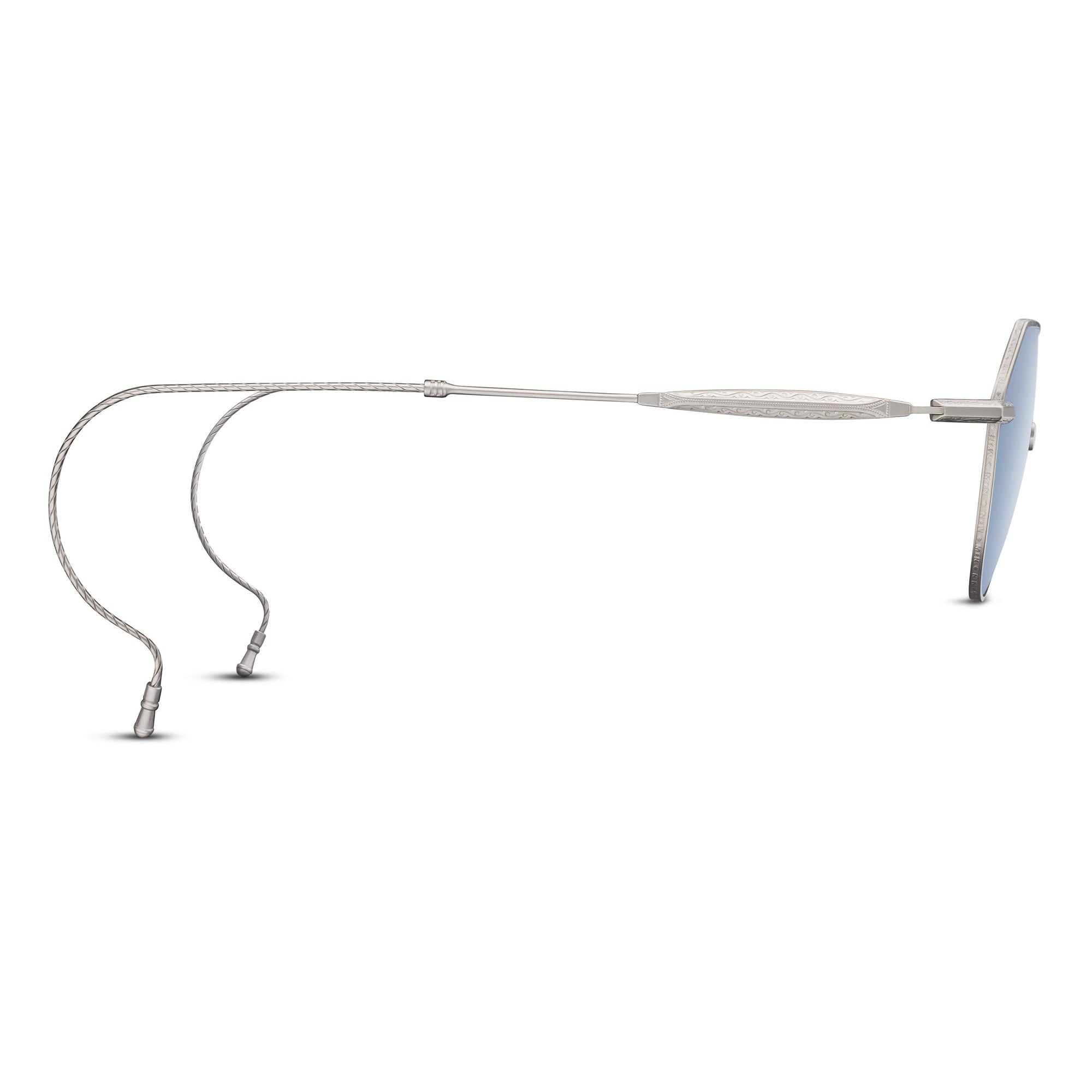 M3132 Panto Sunglass | Matte Palladium White | Cobalt Blue Lens | 46MM