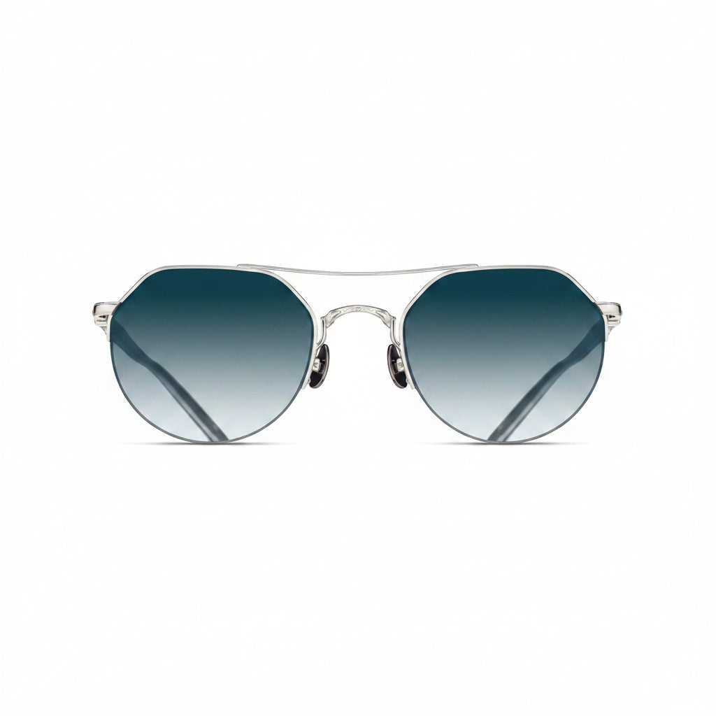 Unisex | M3141 Panto Sunglass | Palladium White | Blue Gradient Lenses | 50MM