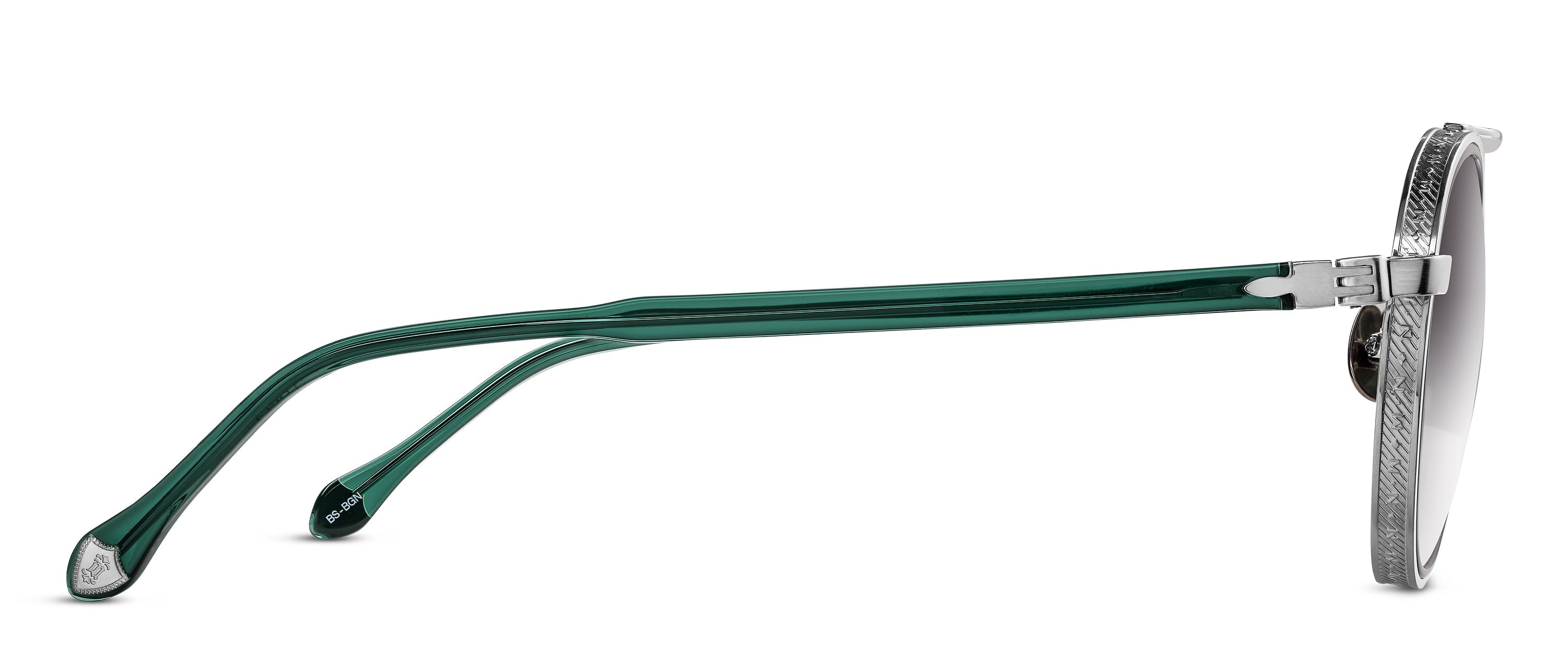 Unisex | M3156 Panto Sunglass | Brushed Silver/Bottle Green | Grey Gradient Lenses | 49MM