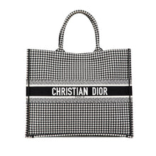 Dior | Pre-Owned Large Canvas Houndstooth Embroidered Book Tote - II | Black