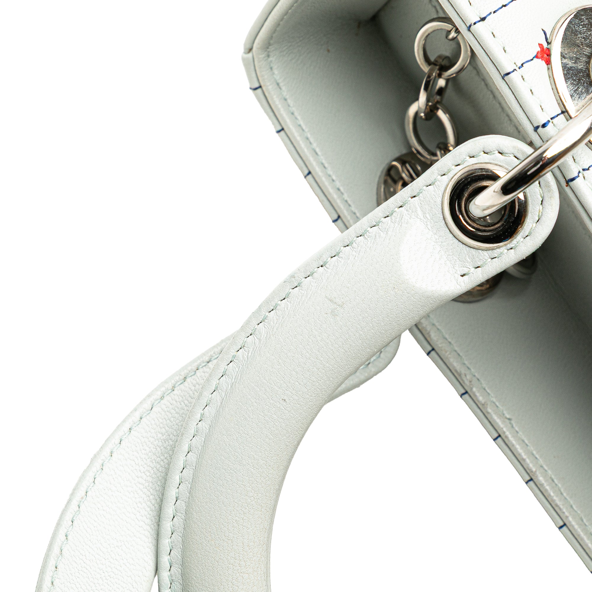 Dior | Pre-Owned Medium Calfskin Embroidered Flower Lady | White