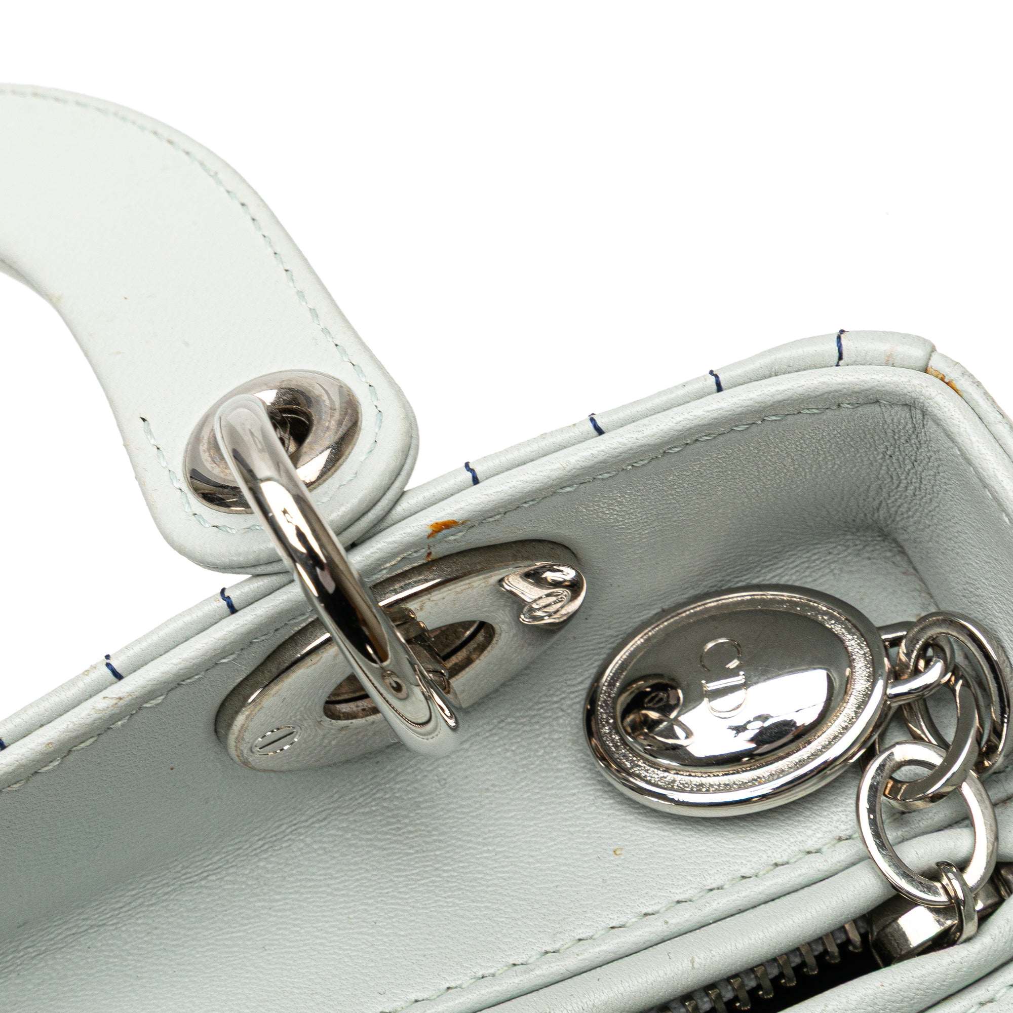 Dior | Pre-Owned Medium Calfskin Embroidered Flower Lady | White