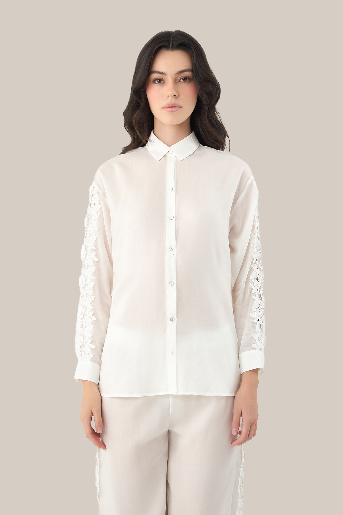 Tabitha Pant | Off White Guipure