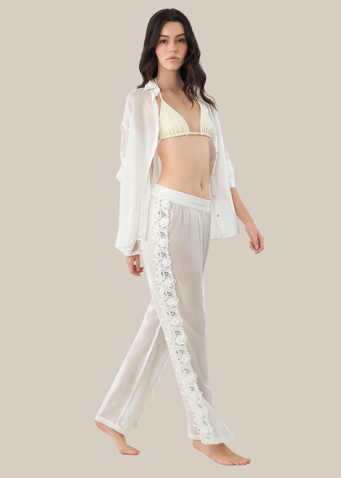 Tabitha Pant | Off White Guipure