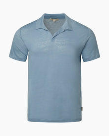 Mens | Shaun Linen Jersey Polo | Dusty Blue