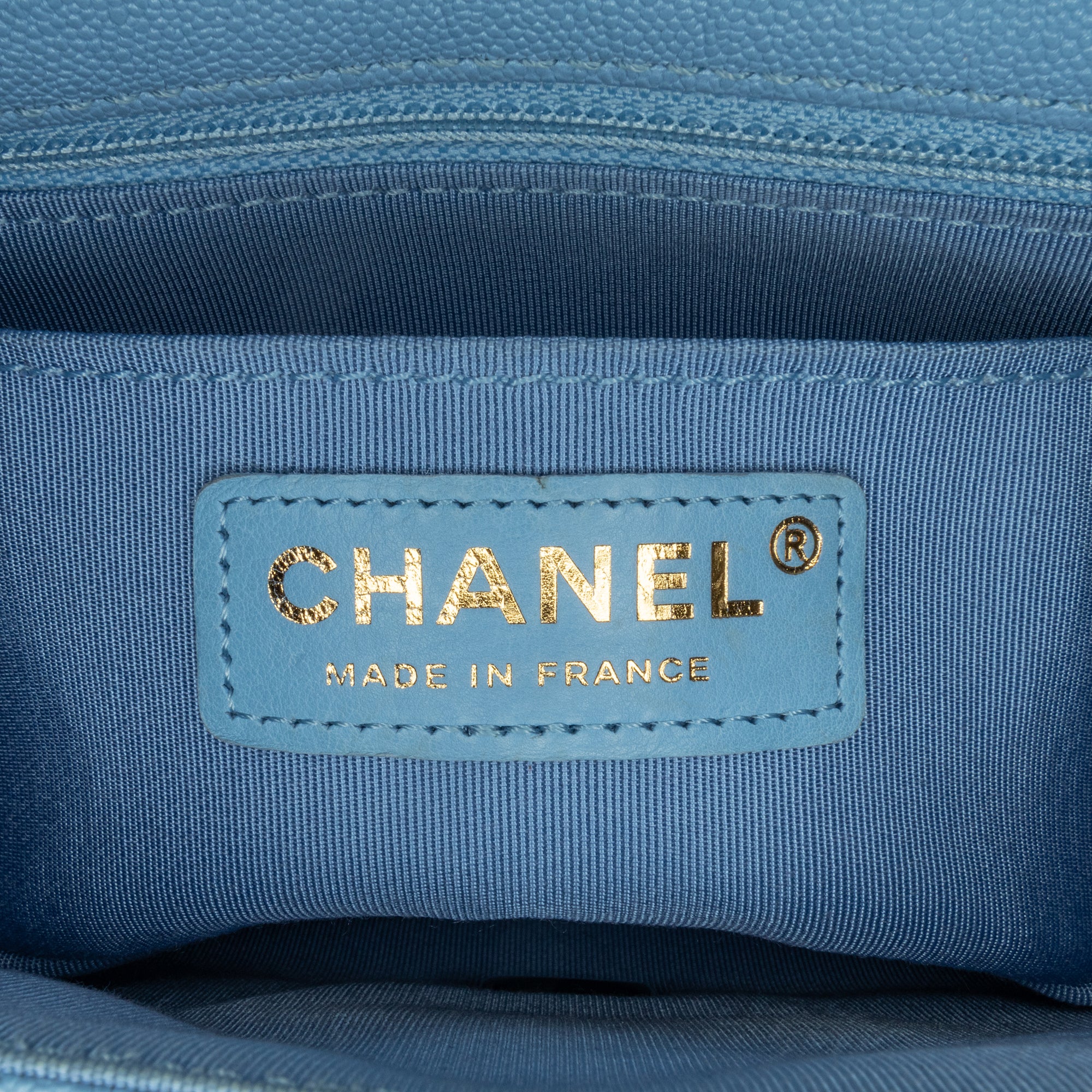 Chanel | Pre-Owned CC Quilted Caviar Single Flap | Blue/Light BlueBrown/Beige