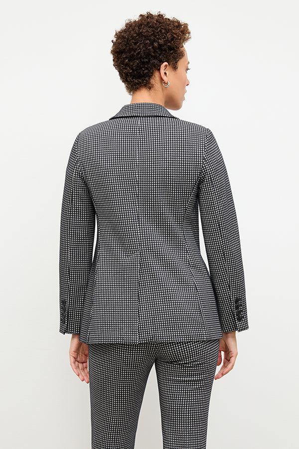 front image of a woman wearing the yiyan jacket in stretch houndstooth | Exclude 