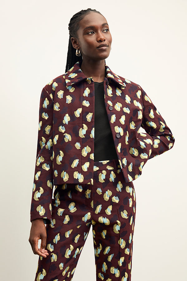 front image of a woman wearing the smith pant in bengal jacquard | Exclude