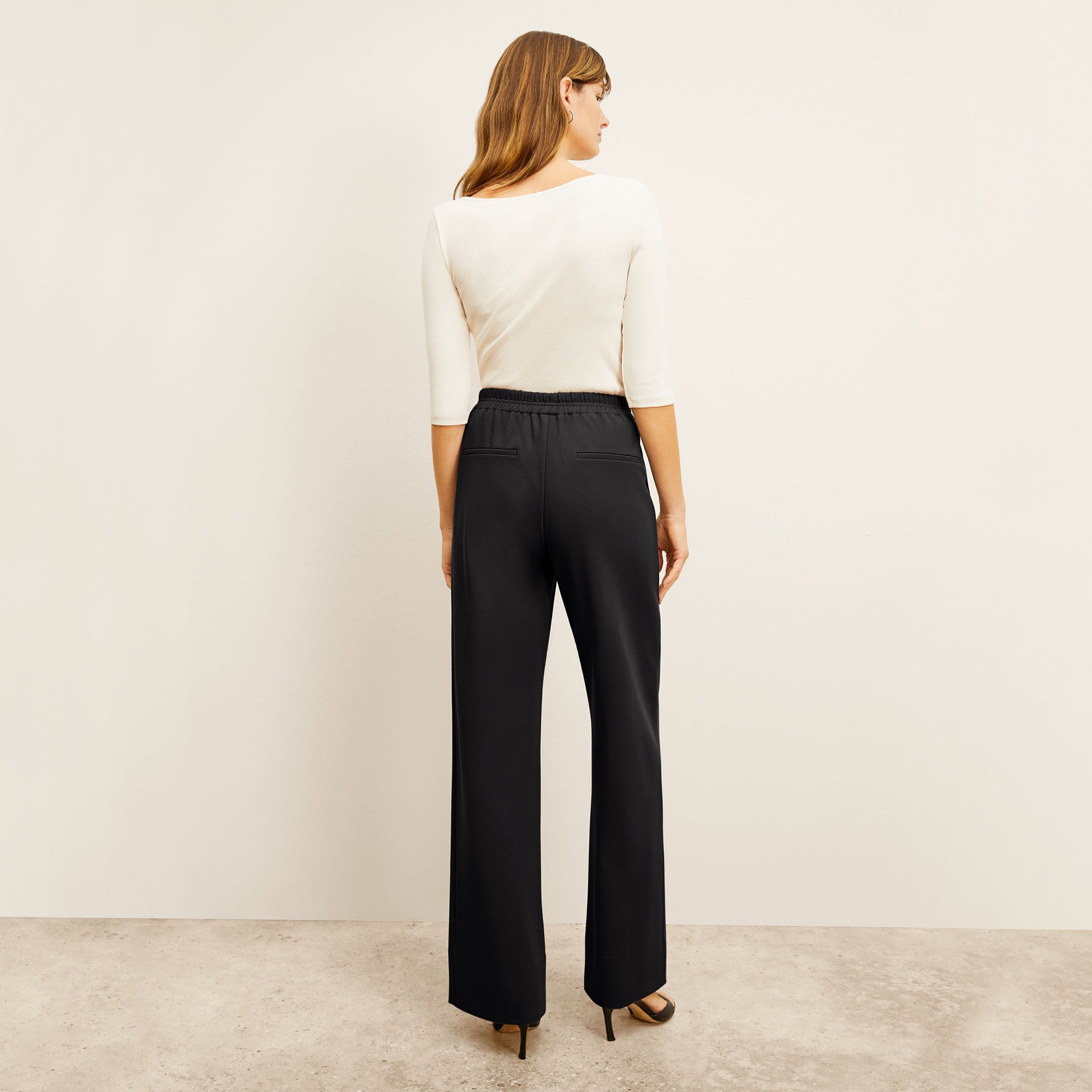 Back image of a woman wearing the Soyoung top in Ivory | Exclude