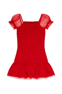 Girls Mosa Off-The-Shoulder Mini Dress | Crimson Red