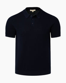 Mens | Cotton Textured Knit Polo | Deep Navy