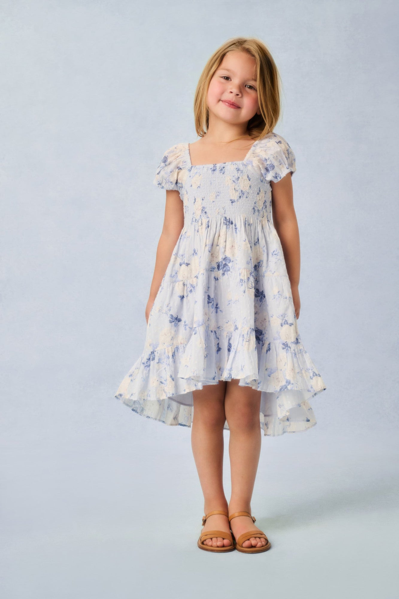 Girls Muriella Heirloom Print Dress | Whisper Blue