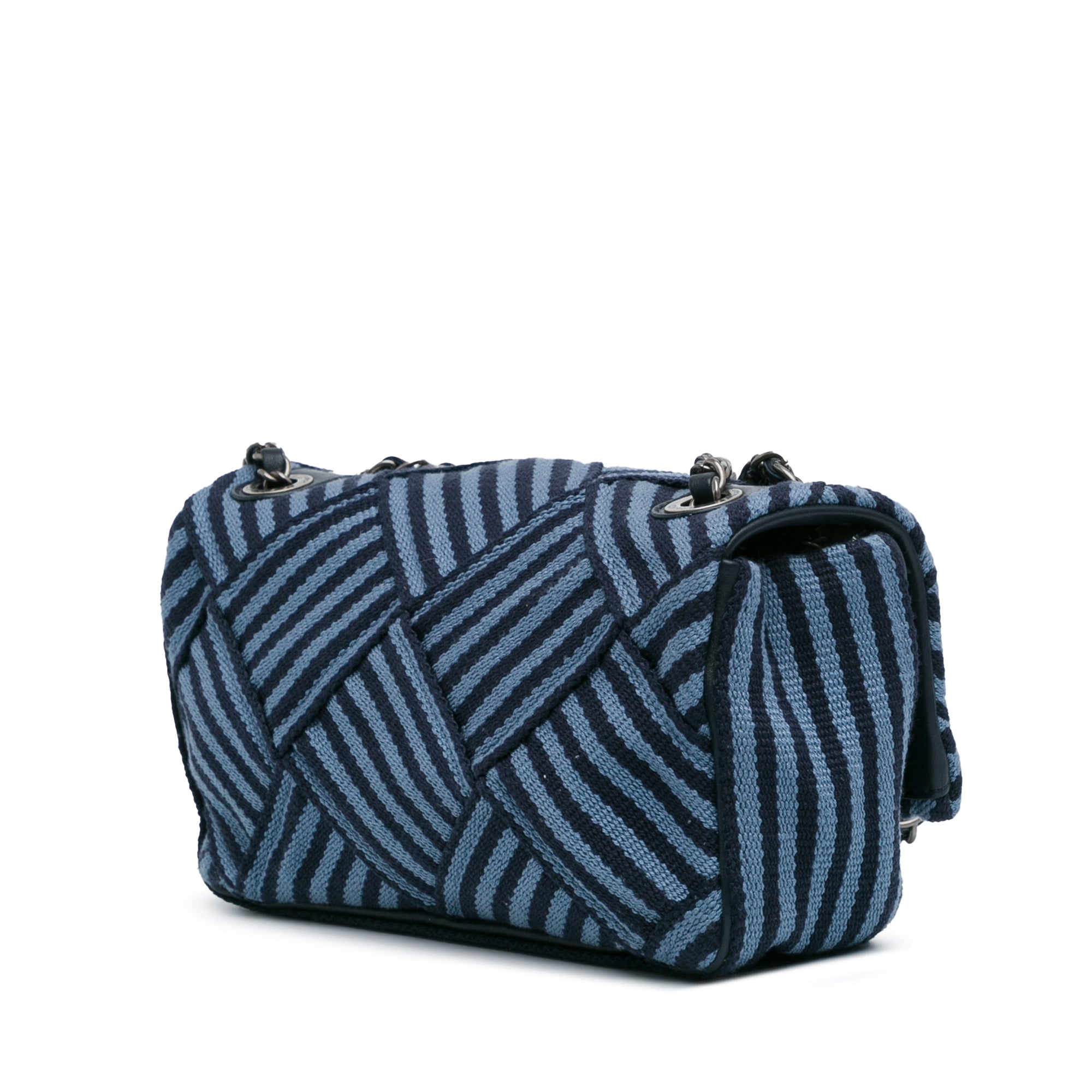 Chanel | Pre-Owned Canvas Stripe Flap Bag | BlueBlack