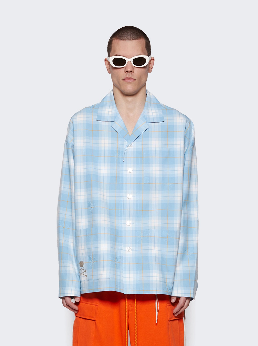 Men | MASTERMIND WORLD | Open Collar Plaid Shirt | Blue