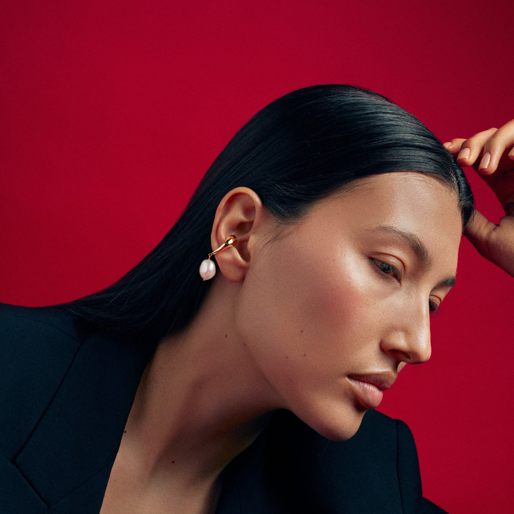 Aura Ear Cuff | 18K Gold-Plated on Sterling Silver | Freshwater Pearls