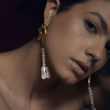 Ziggy Earrings | 18K Gold-Plated on Brass | Freshwater Pearls/Topaz
