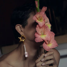 Ziggy Earrings | 18K Gold-Plated on Brass | Freshwater Pearls/Topaz