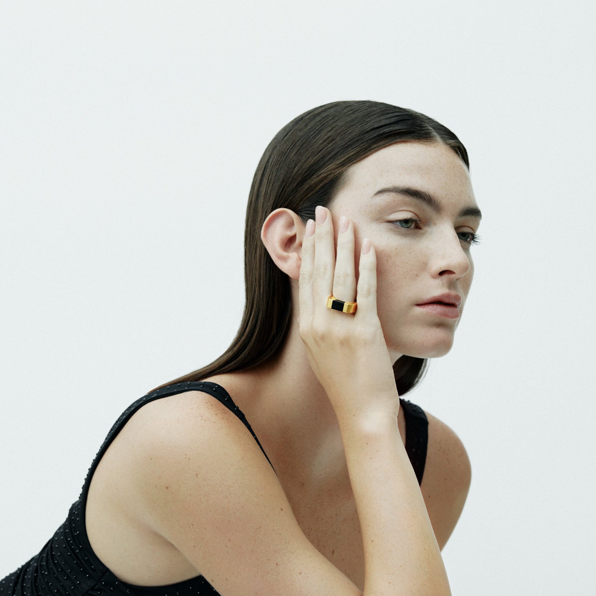Syd Ring | 18K Gold-Plated on Brass | Onyx