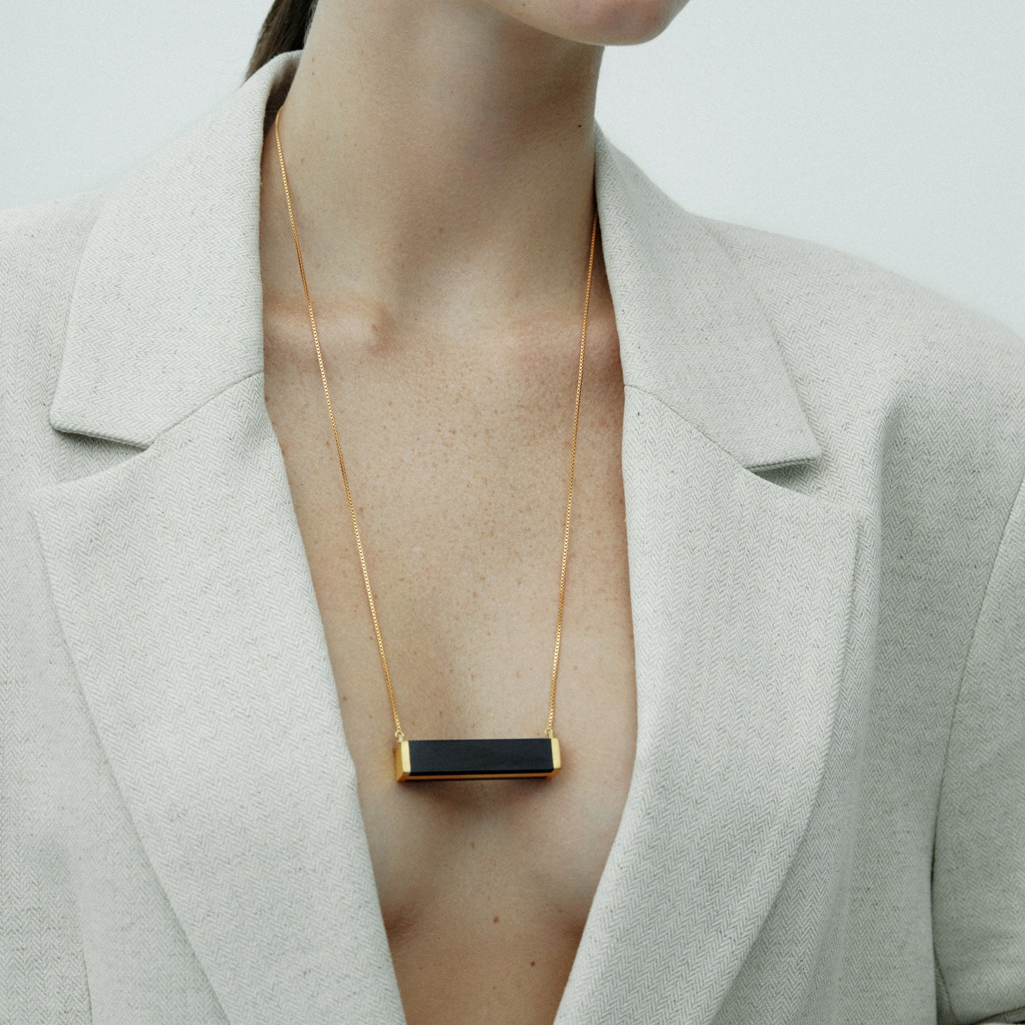 Monolith Pendant | 18K Gold-Plated on Brass | Onyx