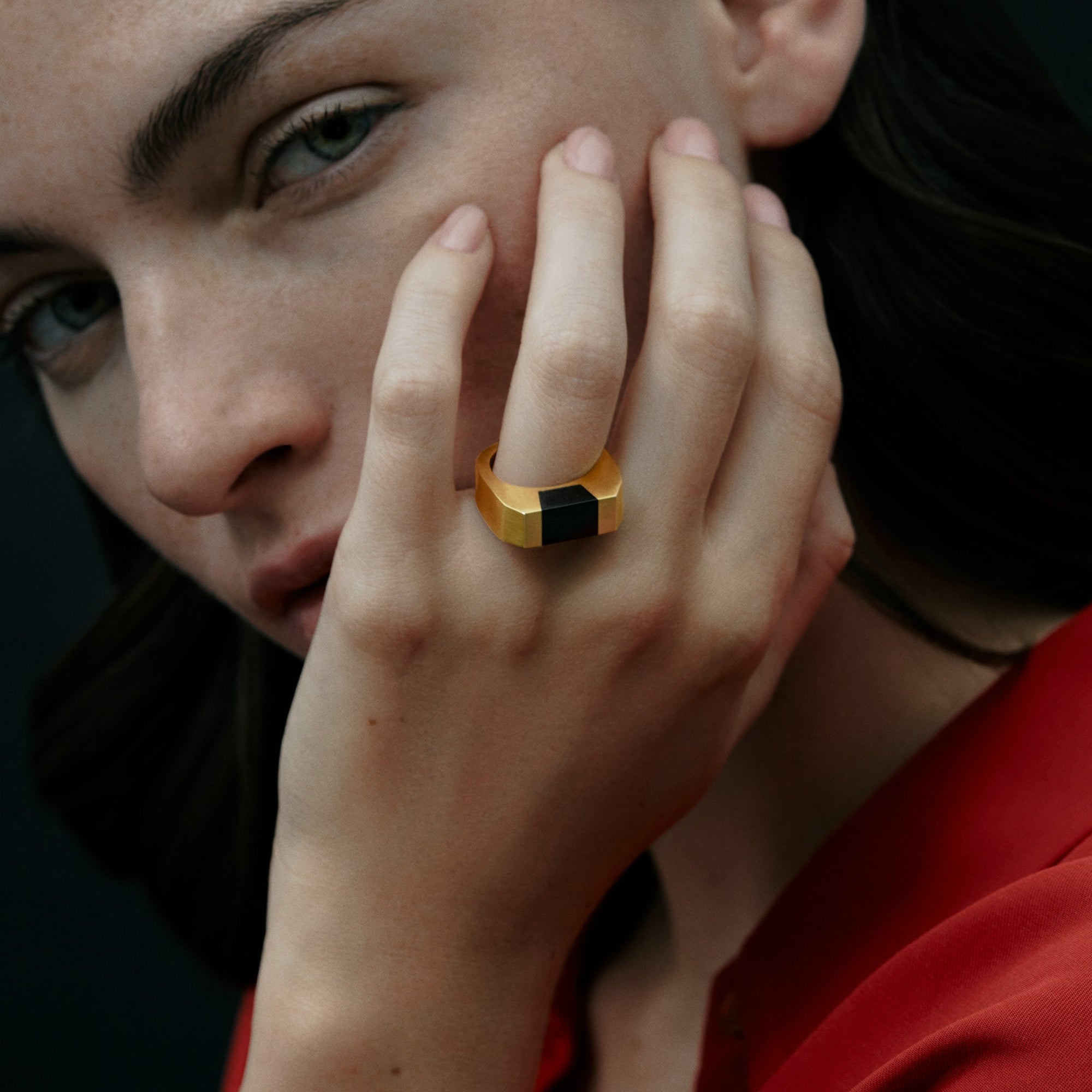 Syd Ring | 18K Gold-Plated on Brass | Onyx