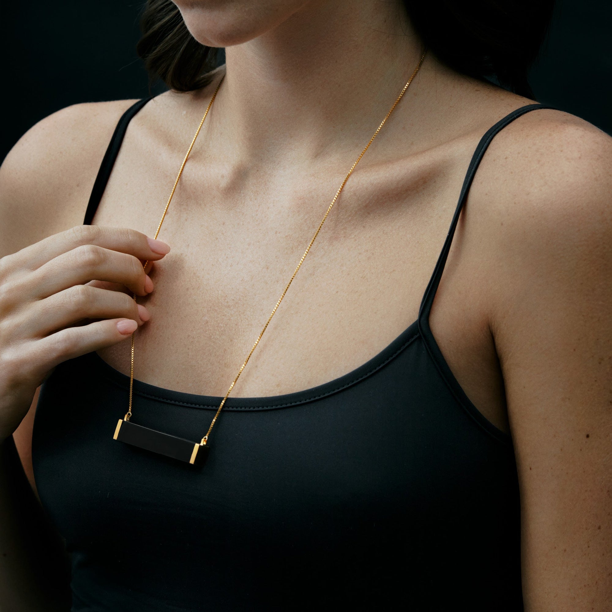 Monolith Pendant | 18K Gold-Plated on Brass | Onyx
