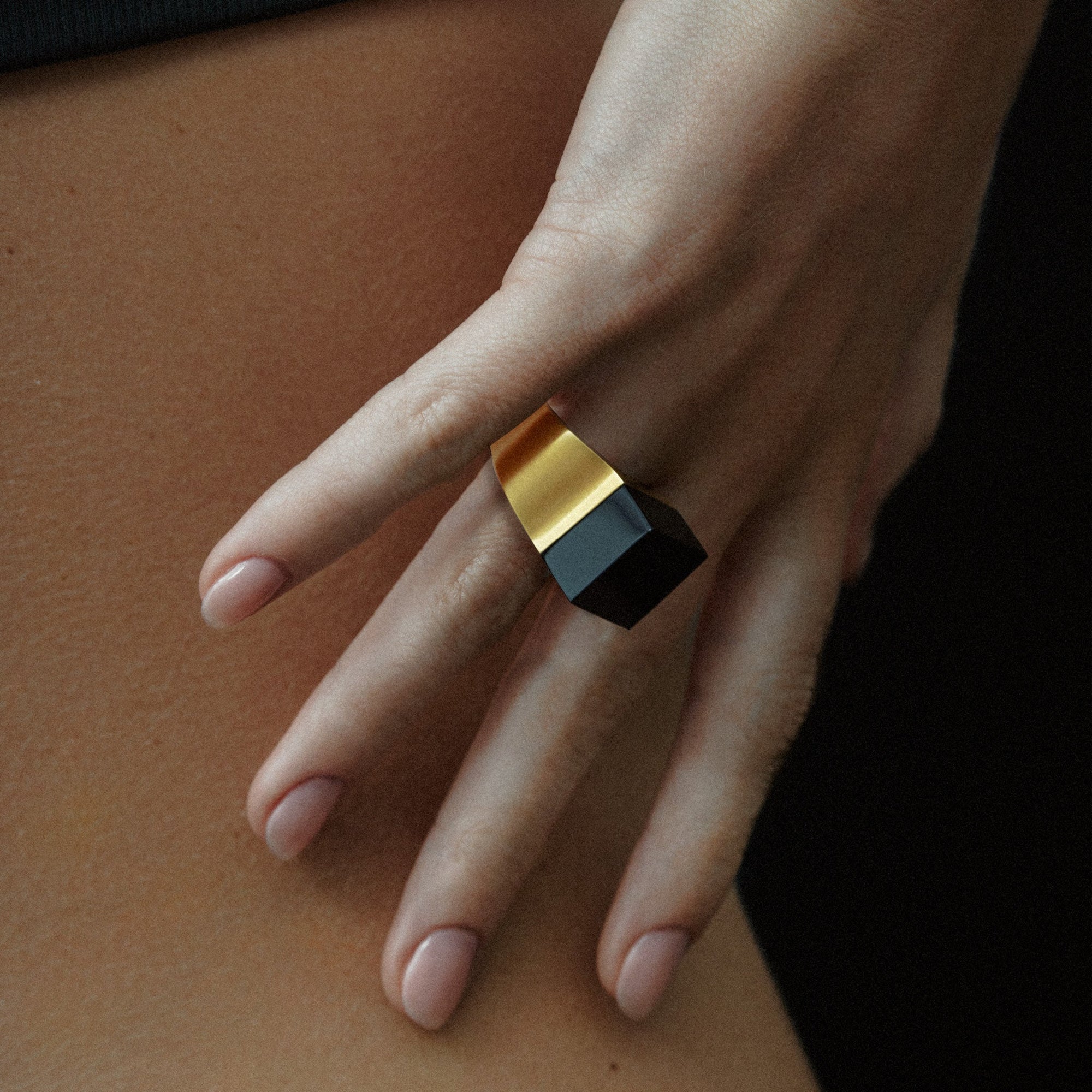 Vector Ring | 18K Gold-Plated on Brass | Onyx