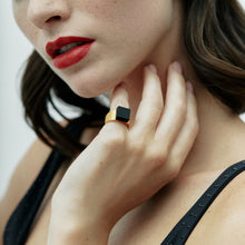 Pixel Ring | 18K Gold-Plated on Brass | Onyx