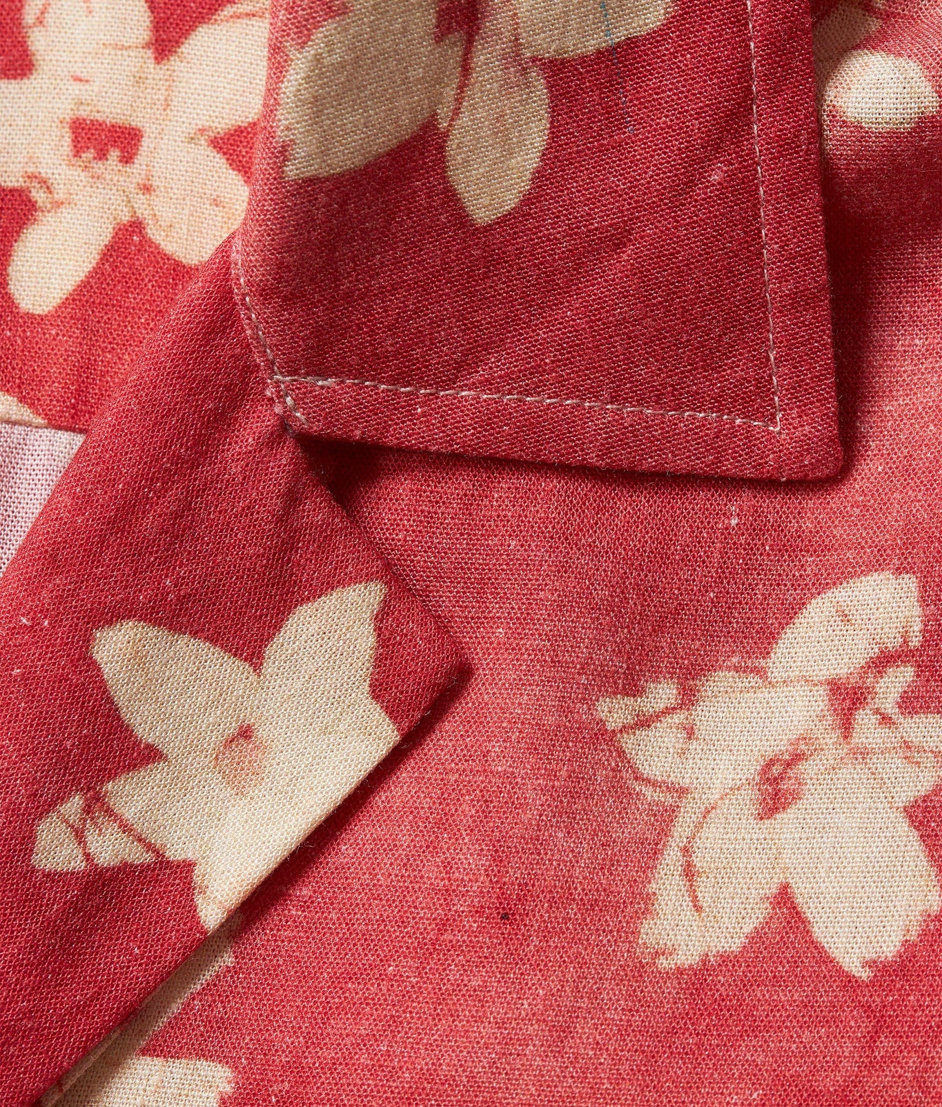 Maitan Budding Life Print Relaxed Fit Capri Collar Shirt | Cinnamon Summer Red