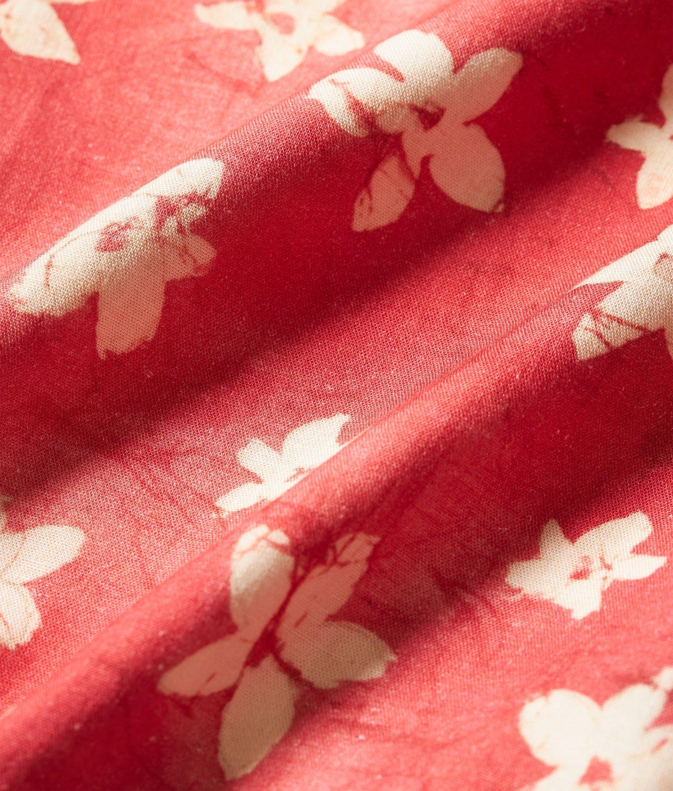 Maitan Budding Life Print Relaxed Fit Capri Collar Shirt | Cinnamon Summer Red